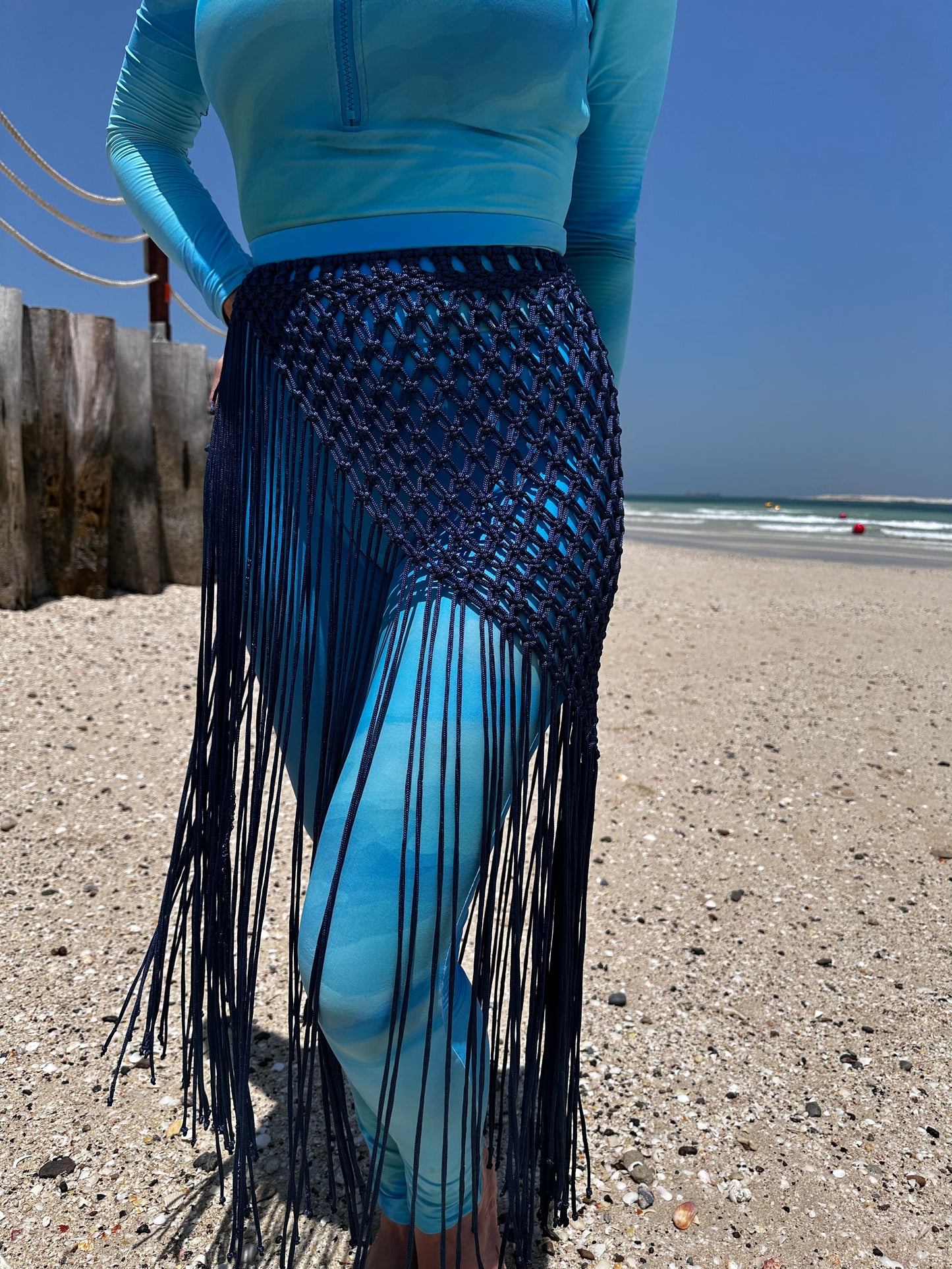 Macrame Skirt - Navy Blue